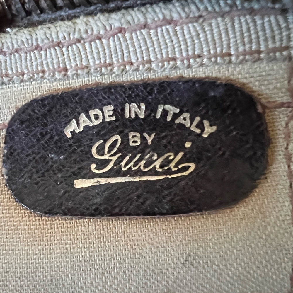 Gucci Beige GG Supreme Canvas Travel Duffle with Green-Red Stripe - Picture 6 of 13